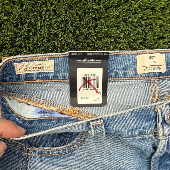 Levi's 501 90s Western Chaps  JeansLight Wash Straight Leg 31x30 New With Tag - Picture 2 of 9